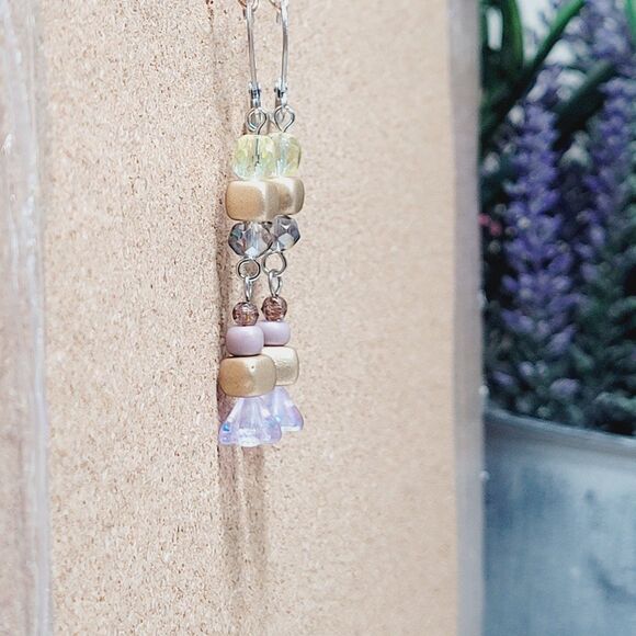 NEW BOHEMIALIZ earrings 689iris#mfs Czech flower dangle earrings fairy earrings - Picture 3 of 5